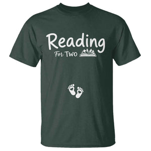 Pregnancy Announcement For Book Lovers T Shirt Reading For Two TS12 Dark Forest Green Print Your Wear
