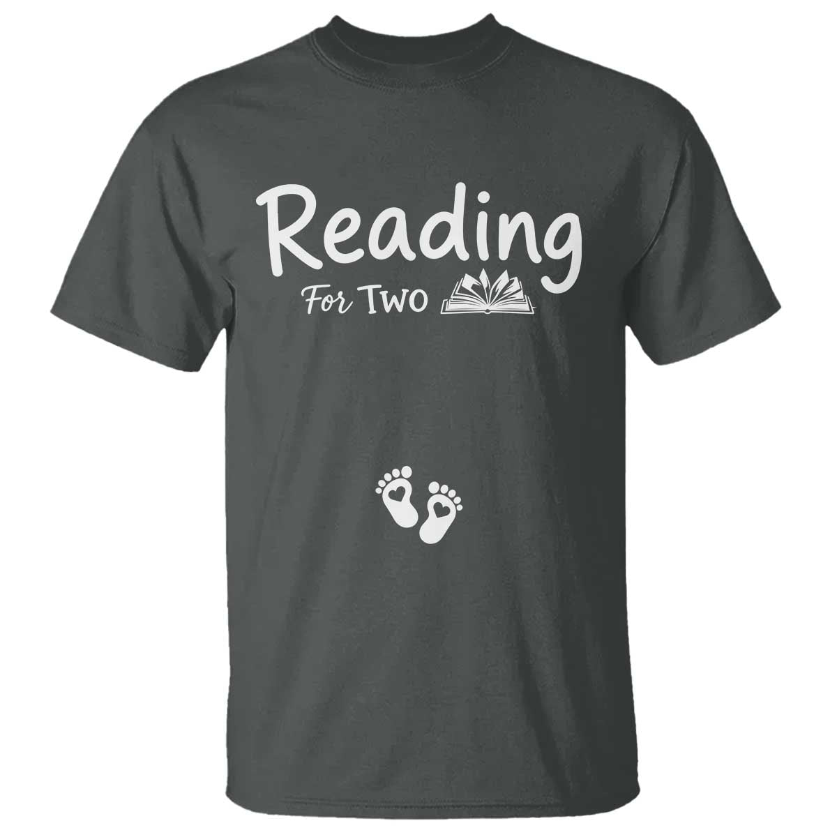 Pregnancy Announcement For Book Lovers T Shirt Reading For Two TS12 Dark Heather Print Your Wear