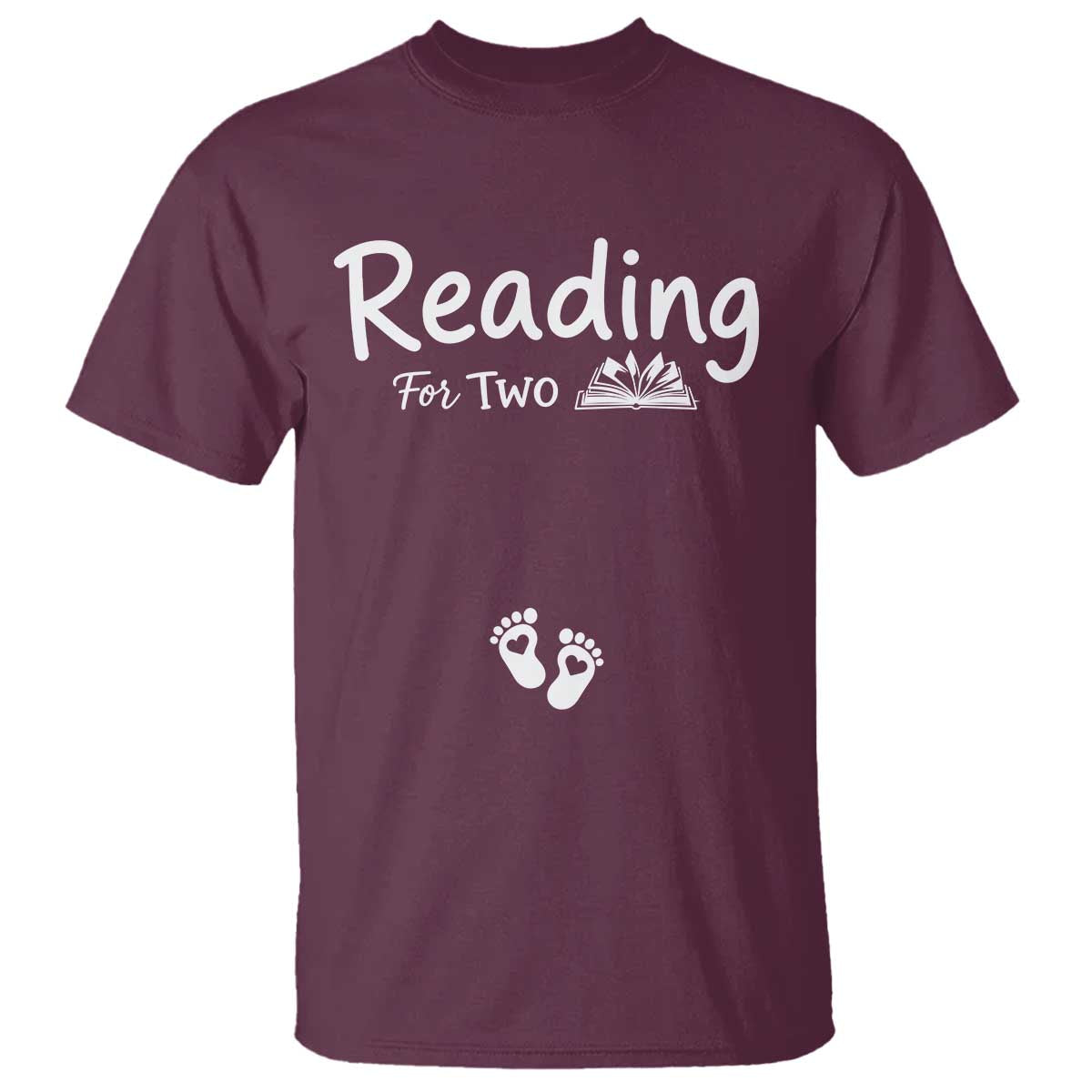 Pregnancy Announcement For Book Lovers T Shirt Reading For Two TS12 Maroon Print Your Wear