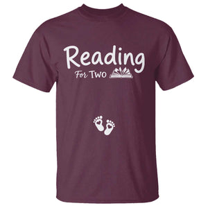 Pregnancy Announcement For Book Lovers T Shirt Reading For Two TS12 Maroon Print Your Wear