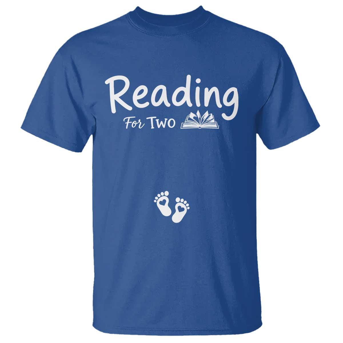 Pregnancy Announcement For Book Lovers T Shirt Reading For Two TS12 Royal Blue Print Your Wear