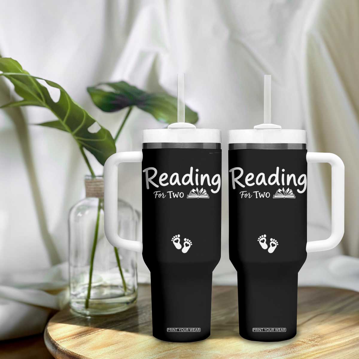 Pregnancy Announcement For Book Lovers Tumbler With Handle Reading For Two TS12 Print Your Wear