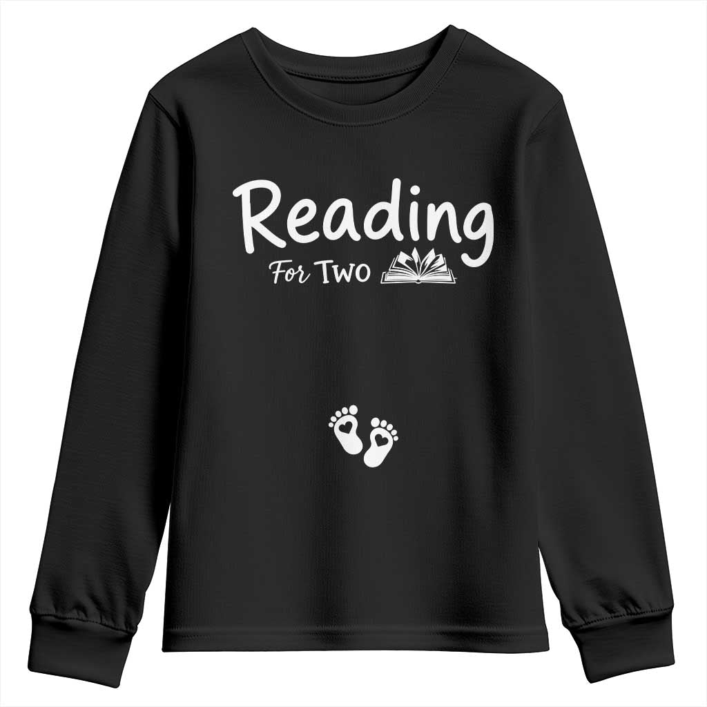 Pregnancy Announcement For Book Lovers Youth Sweatshirt Reading For Two TS12 Black Print Your Wear