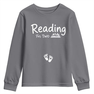 Pregnancy Announcement For Book Lovers Youth Sweatshirt Reading For Two TS12 Charcoal Print Your Wear