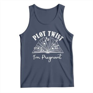 Pregnancy Announcement For Book Lovers Tank Top Plot Twist I Am Pregnant TS12 Navy Print Your Wear