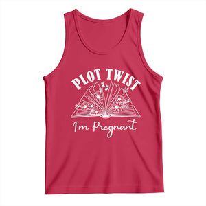 Pregnancy Announcement For Book Lovers Tank Top Plot Twist I Am Pregnant TS12 Red Print Your Wear