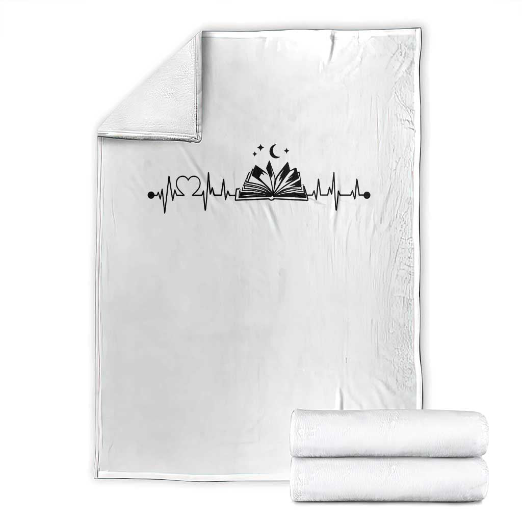 Bookaholic Heartbeat Graphic Throw Blanket Vintage Reader Lifeline Gift TS12 White Print Your Wear