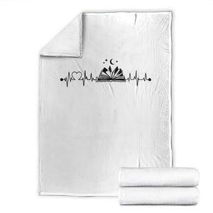 Bookaholic Heartbeat Graphic Throw Blanket Vintage Reader Lifeline Gift TS12 White Print Your Wear