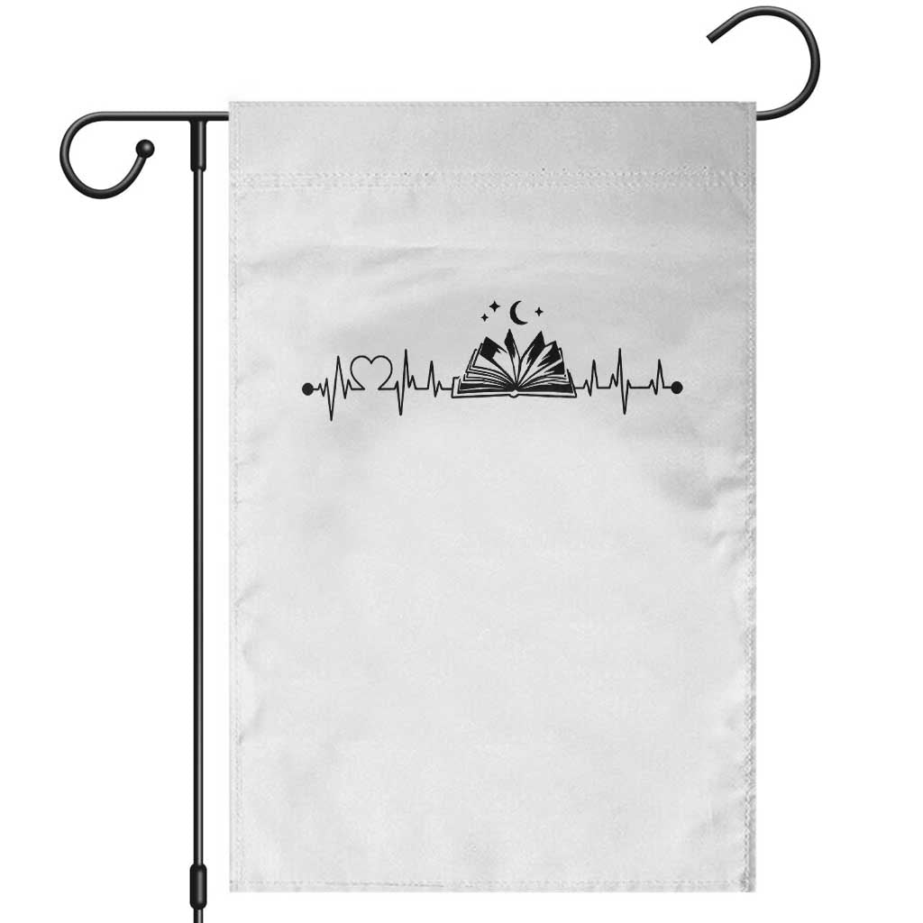 Bookaholic Heartbeat Graphic Garden Flag Vintage Reader Lifeline Gift TS12 White Print Your Wear