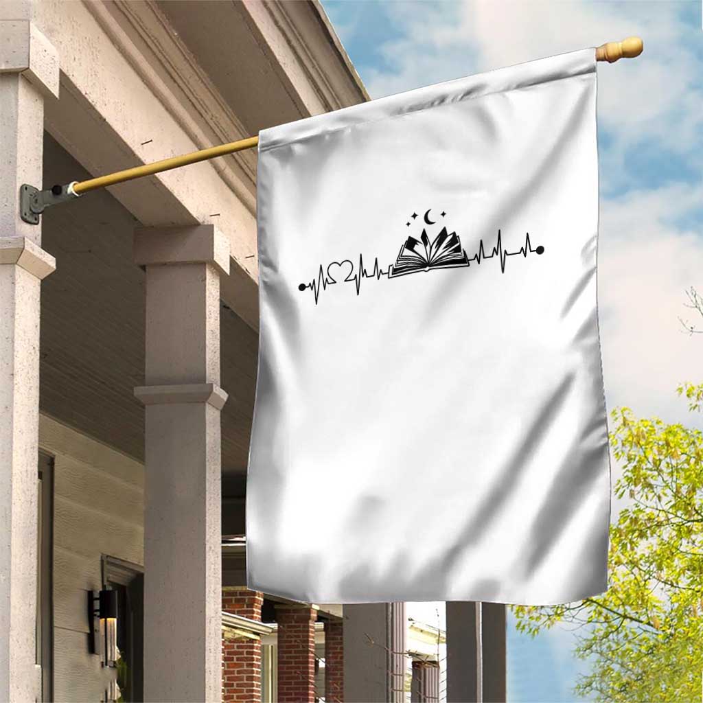 Bookaholic Heartbeat Graphic Garden Flag Vintage Reader Lifeline Gift TS12 Print Your Wear
