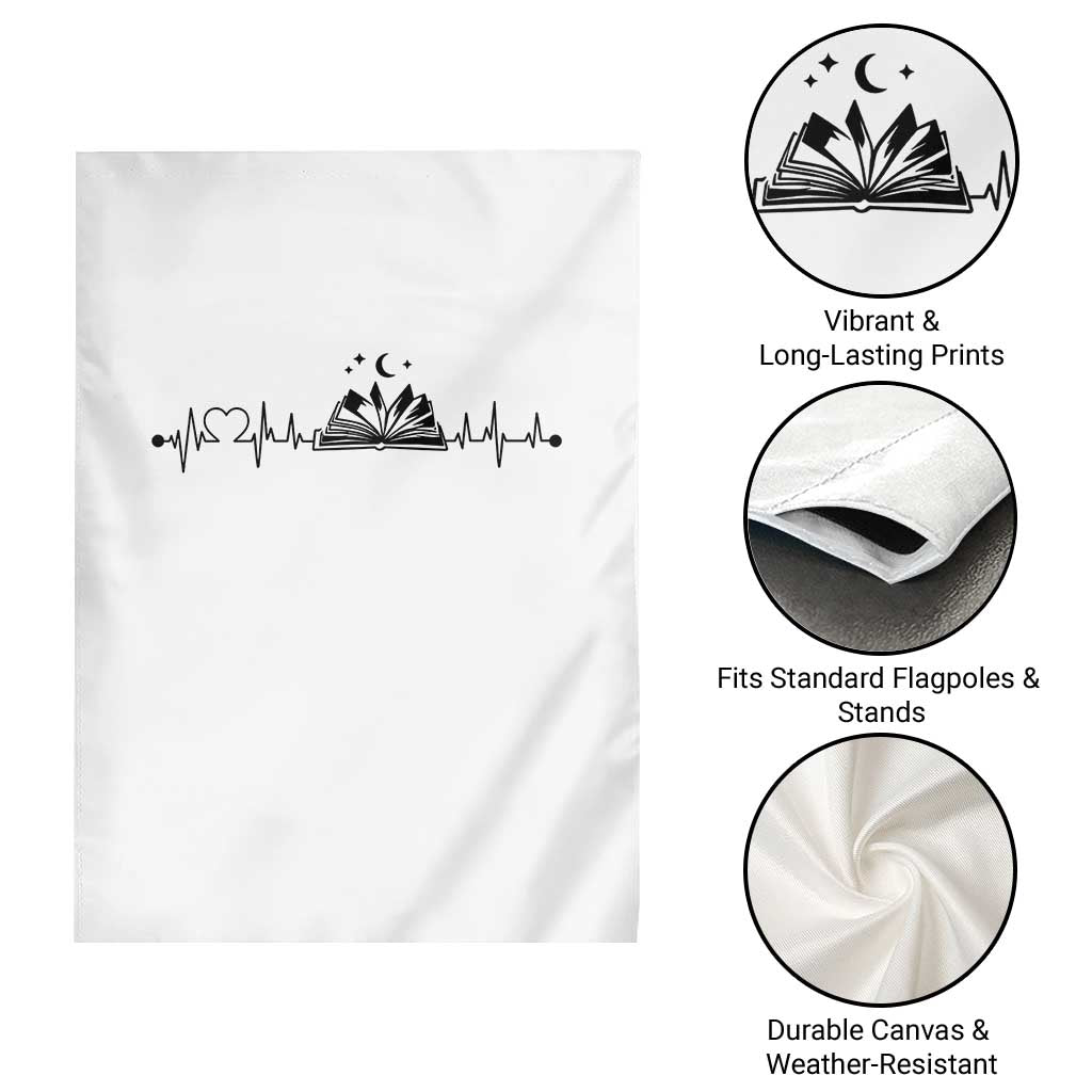 Bookaholic Heartbeat Graphic Garden Flag Vintage Reader Lifeline Gift TS12 Print Your Wear