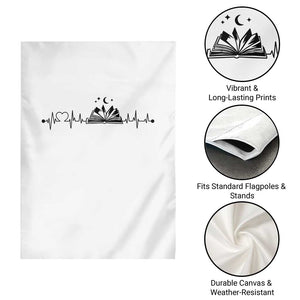 Bookaholic Heartbeat Graphic Garden Flag Vintage Reader Lifeline Gift TS12 Print Your Wear