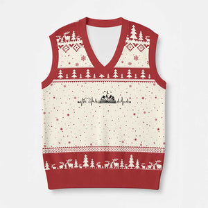 Bookaholic Heartbeat Graphic V-Neck Knit Sweater Vest Vintage Reader Lifeline Gift TS12 Beige Red Print Your Wear
