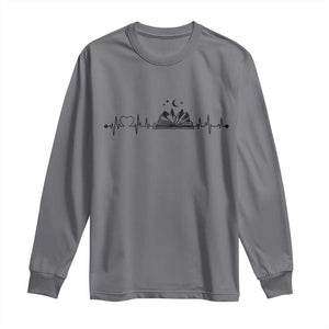 Bookaholic Heartbeat Graphic Long Sleeve Shirt Vintage Reader Lifeline Gift TS12 Charcoal Print Your Wear
