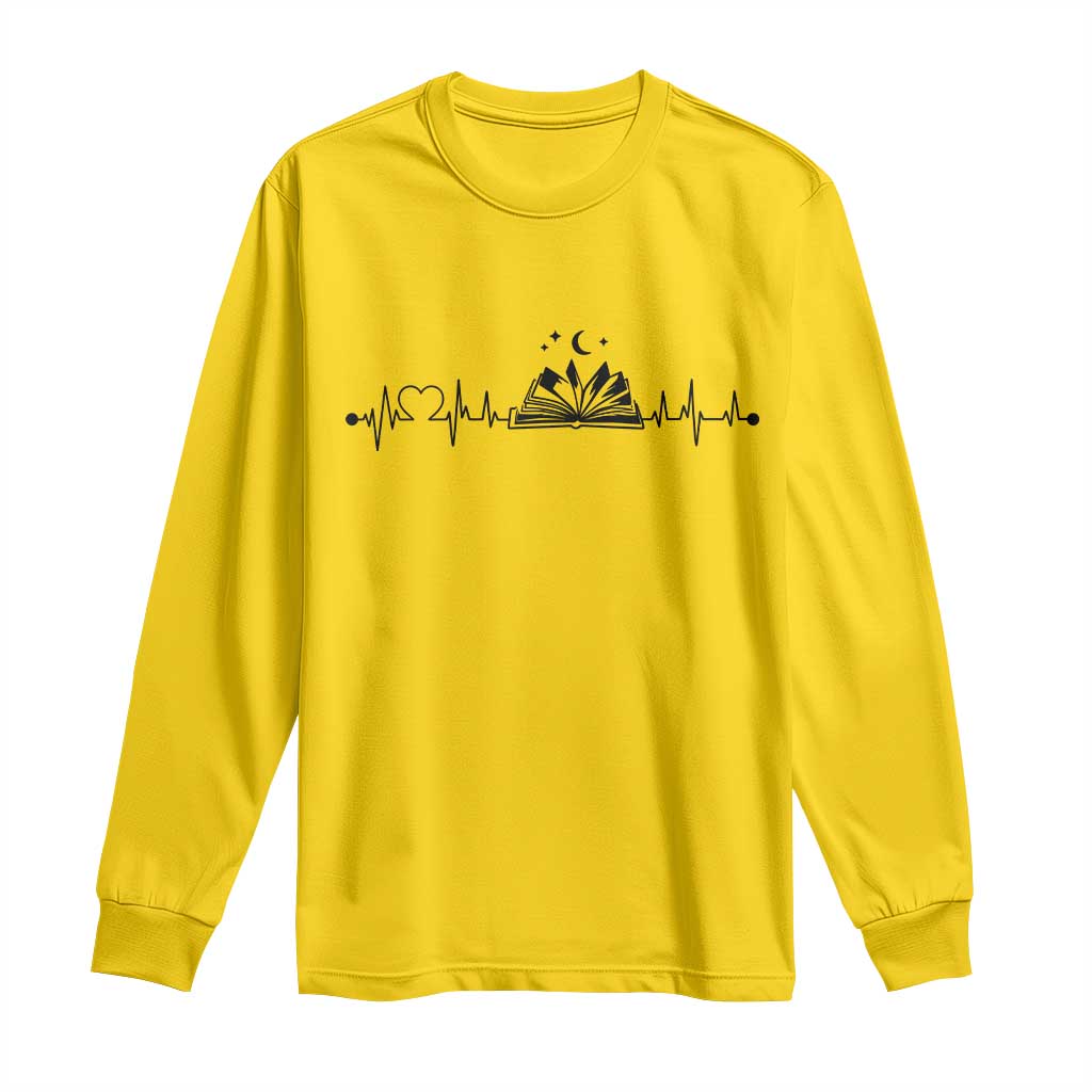Bookaholic Heartbeat Graphic Long Sleeve Shirt Vintage Reader Lifeline Gift TS12 Daisy Print Your Wear