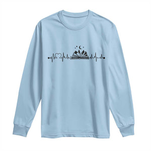 Bookaholic Heartbeat Graphic Long Sleeve Shirt Vintage Reader Lifeline Gift TS12 Light Blue Print Your Wear