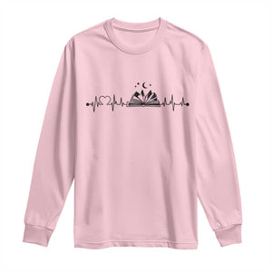 Bookaholic Heartbeat Graphic Long Sleeve Shirt Vintage Reader Lifeline Gift TS12 Light Pink Print Your Wear