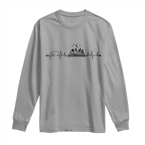 Bookaholic Heartbeat Graphic Long Sleeve Shirt Vintage Reader Lifeline Gift TS12 Sport Gray Print Your Wear