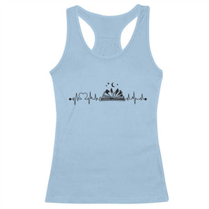 Bookaholic Heartbeat Graphic Racerback Tank Top Vintage Reader Lifeline Gift TS12 Light Blue Print Your Wear