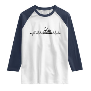 Bookaholic Heartbeat Graphic Raglan Shirt Vintage Reader Lifeline Gift TS12 White Navy Print Your Wear