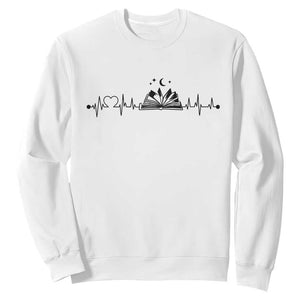 Bookaholic Heartbeat Graphic Sweatshirt Vintage Reader Lifeline Gift TS12 White Print Your Wear