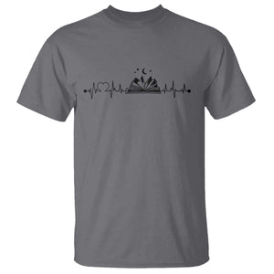 Bookaholic Heartbeat Graphic T Shirt Vintage Reader Lifeline Gift TS12 Charcoal Print Your Wear