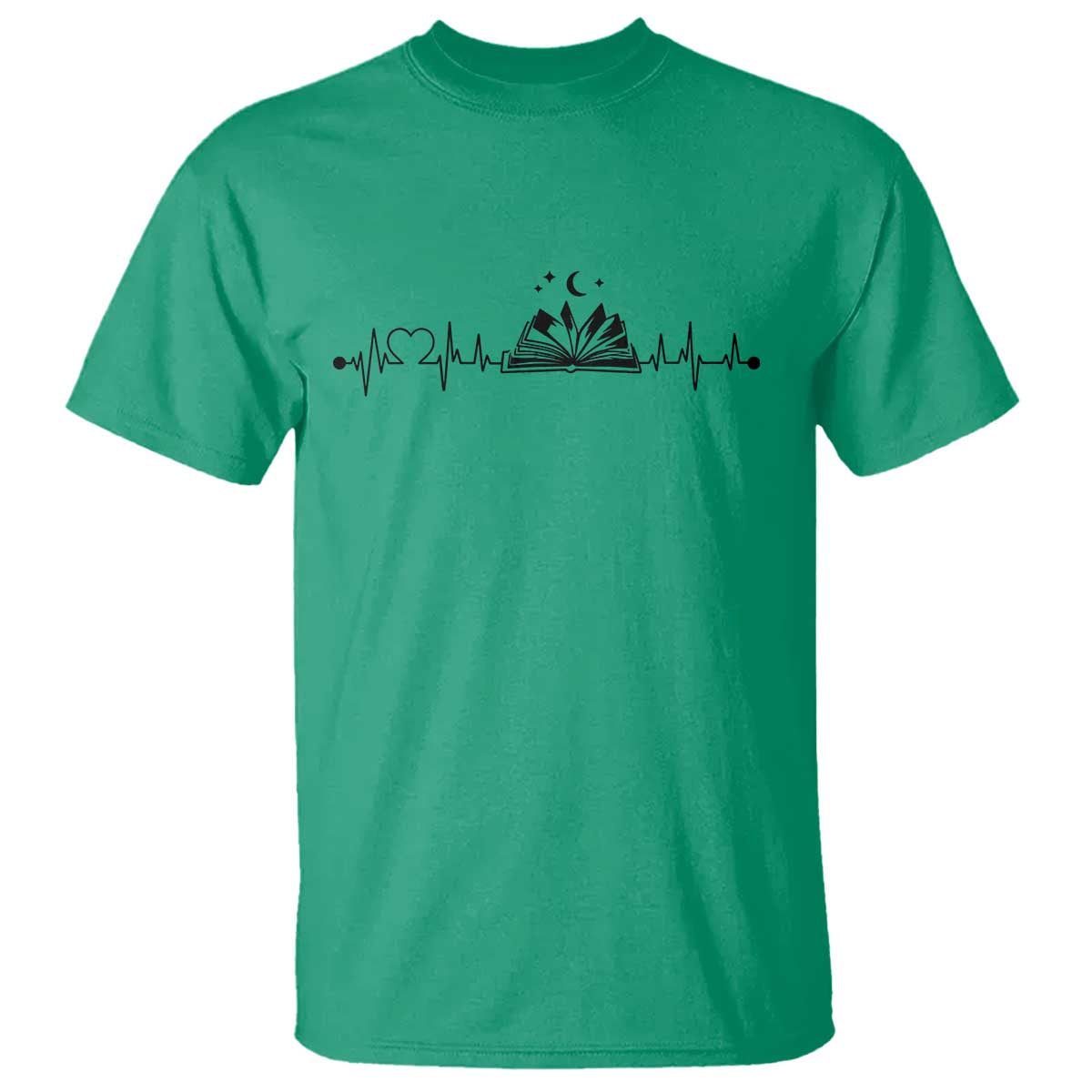 Bookaholic Heartbeat Graphic T Shirt Vintage Reader Lifeline Gift TS12 Irish Green Print Your Wear