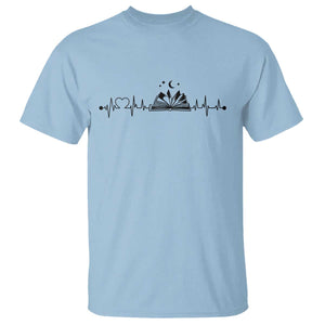 Bookaholic Heartbeat Graphic T Shirt Vintage Reader Lifeline Gift TS12 Light Blue Print Your Wear