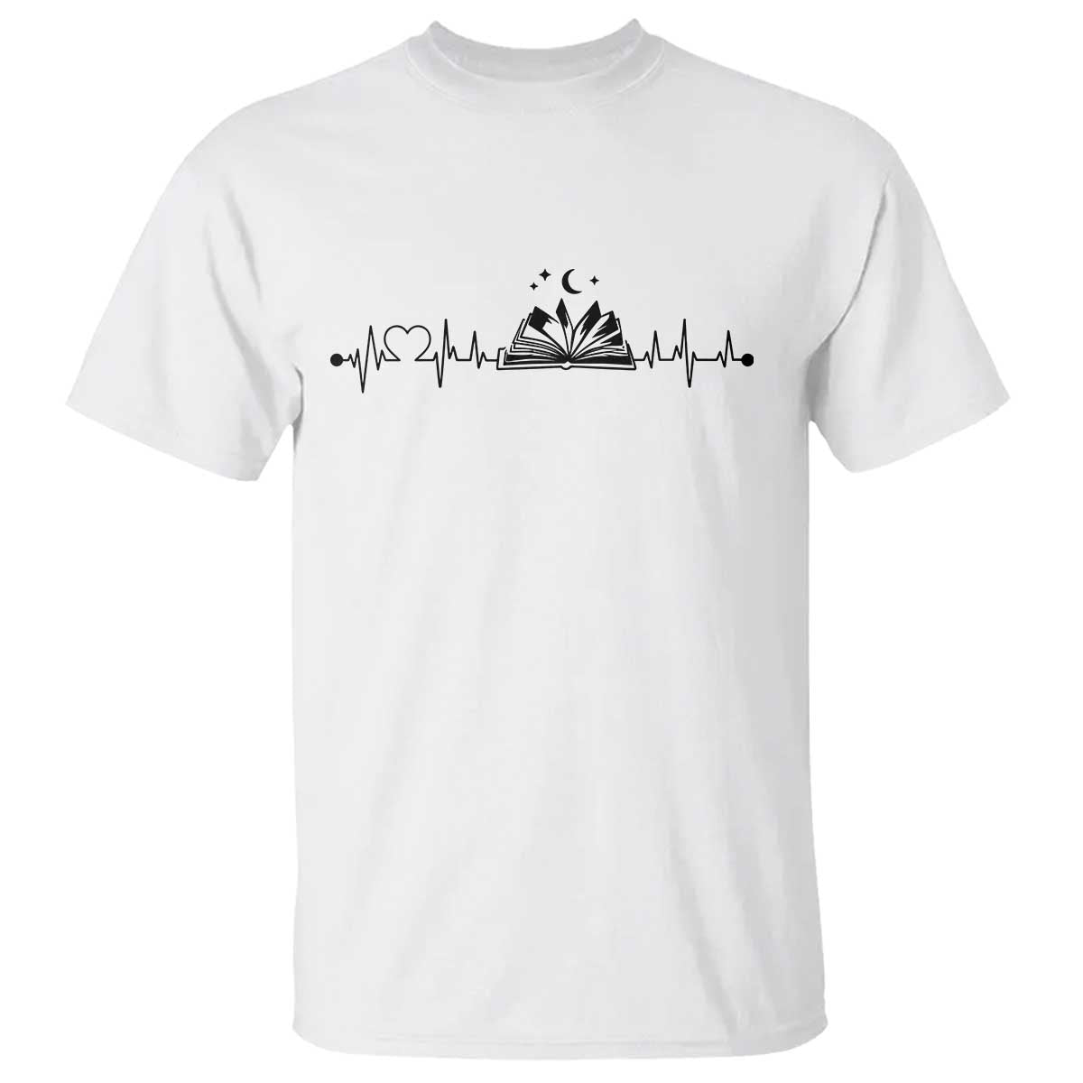 Bookaholic Heartbeat Graphic T Shirt Vintage Reader Lifeline Gift TS12 White Print Your Wear