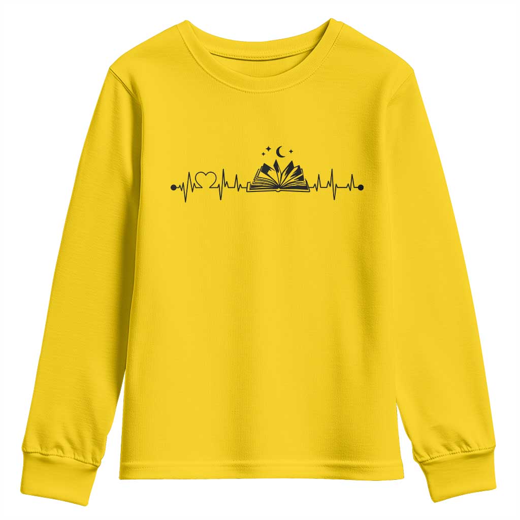 Bookaholic Heartbeat Graphic Youth Sweatshirt Vintage Reader Lifeline Gift TS12 Daisy Print Your Wear
