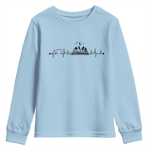 Bookaholic Heartbeat Graphic Youth Sweatshirt Vintage Reader Lifeline Gift TS12 Light Blue Print Your Wear