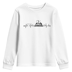 Bookaholic Heartbeat Graphic Youth Sweatshirt Vintage Reader Lifeline Gift TS12 White Print Your Wear