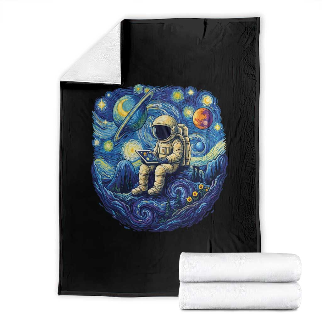 Starry Night Space Bookworm Throw Blanket Funny Astronaut Reader Gift TS12 Black Print Your Wear
