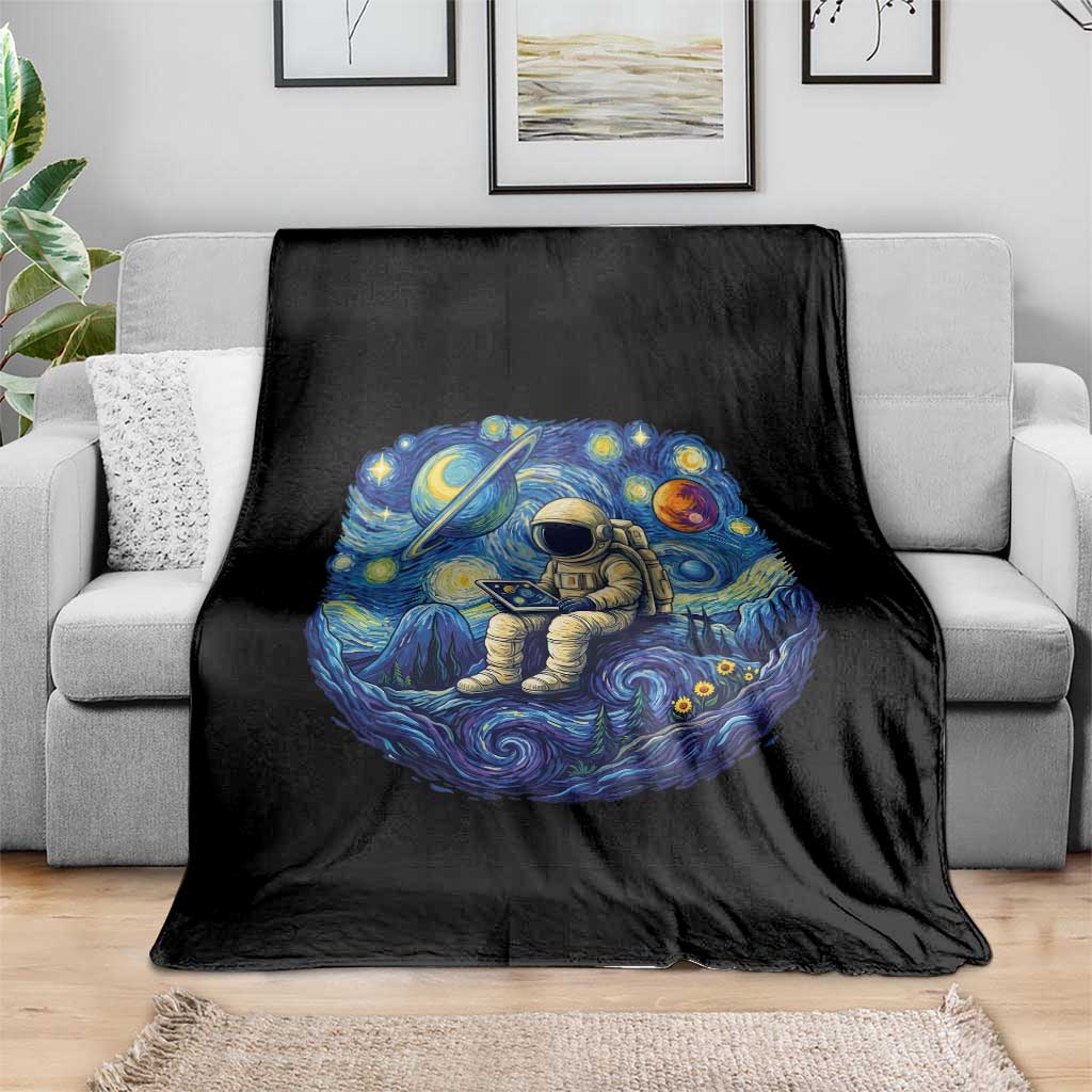 Starry Night Space Bookworm Throw Blanket Funny Astronaut Reader Gift TS12 Print Your Wear