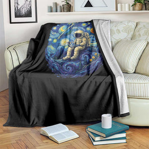 Starry Night Space Bookworm Throw Blanket Funny Astronaut Reader Gift TS12 Print Your Wear