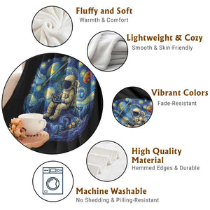 Starry Night Space Bookworm Throw Blanket Funny Astronaut Reader Gift TS12 Print Your Wear
