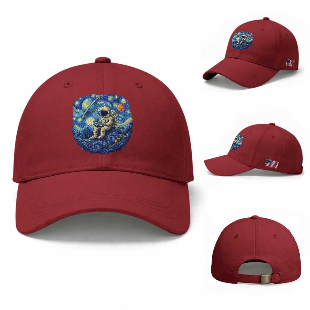 Starry Night Space Bookworm Baseball Cap Funny Astronaut Reader Gift TS12 Baseball Cap Universal Fit Cherry Red Print Your Wear