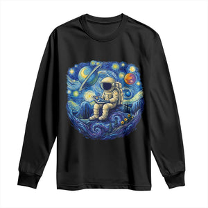 Starry Night Space Bookworm Long Sleeve Shirt Funny Astronaut Reader Gift TS12 Black Print Your Wear