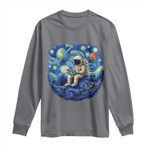 Starry Night Space Bookworm Long Sleeve Shirt Funny Astronaut Reader Gift TS12 Charcoal Print Your Wear