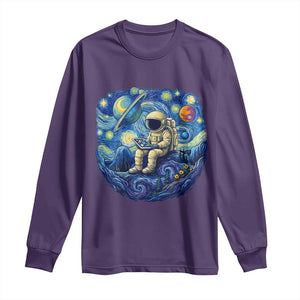 Starry Night Space Bookworm Long Sleeve Shirt Funny Astronaut Reader Gift TS12 Purple Print Your Wear