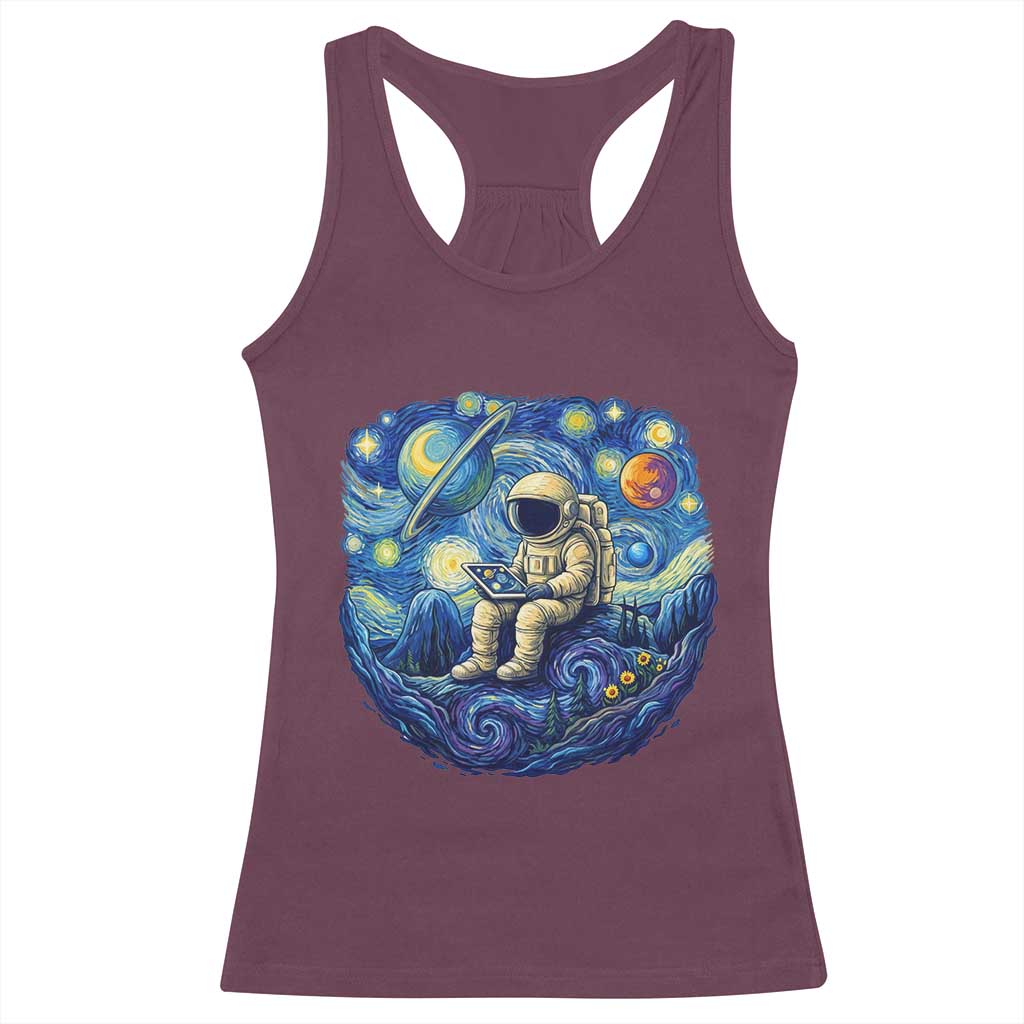 Starry Night Space Bookworm Racerback Tank Top Funny Astronaut Reader Gift TS12 Maroon Print Your Wear