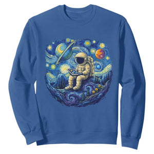 Starry Night Space Bookworm Sweatshirt Funny Astronaut Reader Gift TS12 Royal Blue Print Your Wear