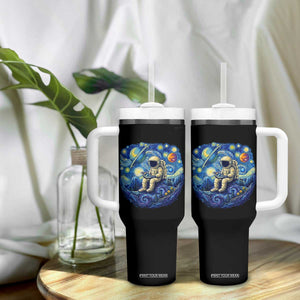Starry Night Space Bookworm Tumbler With Handle Funny Astronaut Reader Gift TS12 Print Your Wear