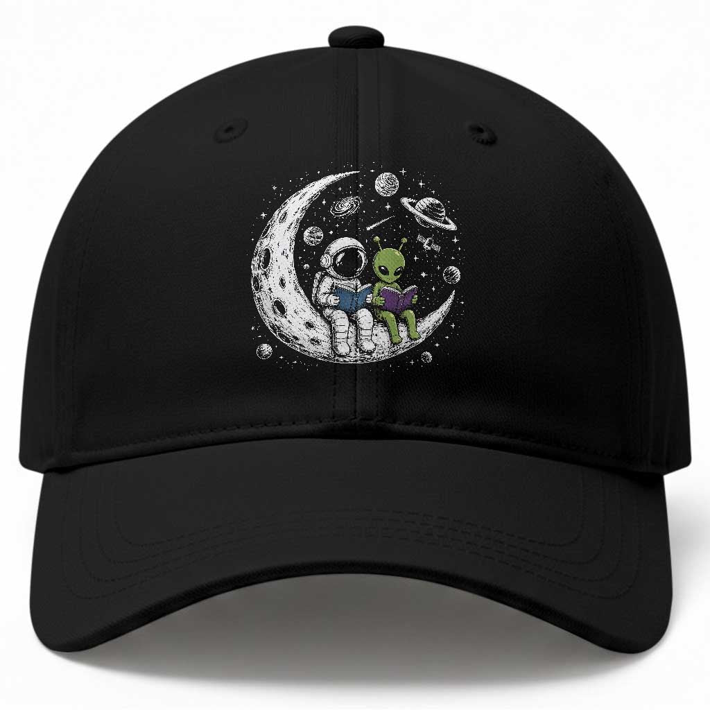 Funny Bookworm In Space Baseball Cap Cute Astronaut And Alien Reading TS12 Print Your Wear