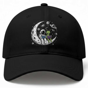Funny Bookworm In Space Baseball Cap Cute Astronaut And Alien Reading TS12 Print Your Wear