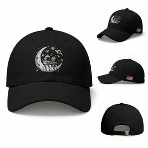 Funny Bookworm In Space Baseball Cap Cute Astronaut And Alien Reading TS12 Baseball Cap Universal Fit Black Print Your Wear