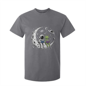 Funny Bookworm In Space T Shirt For Kid Cute Astronaut And Alien Reading TS12 Charcoal Print Your Wear