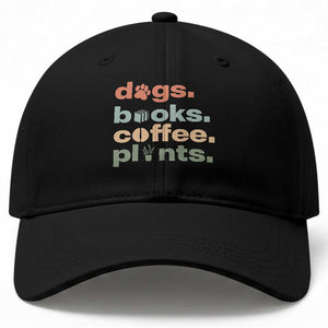 Funny Introvert Life Lover Baseball Cap Dogs Books Coffee And Plants TS12 Print Your Wear