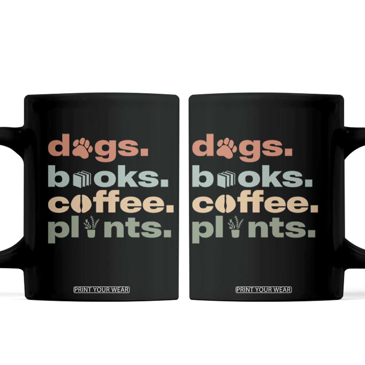 Funny Introvert Life Lover Coffee Mug Dogs Books Coffee And Plants TS12 Black Print Your Wear