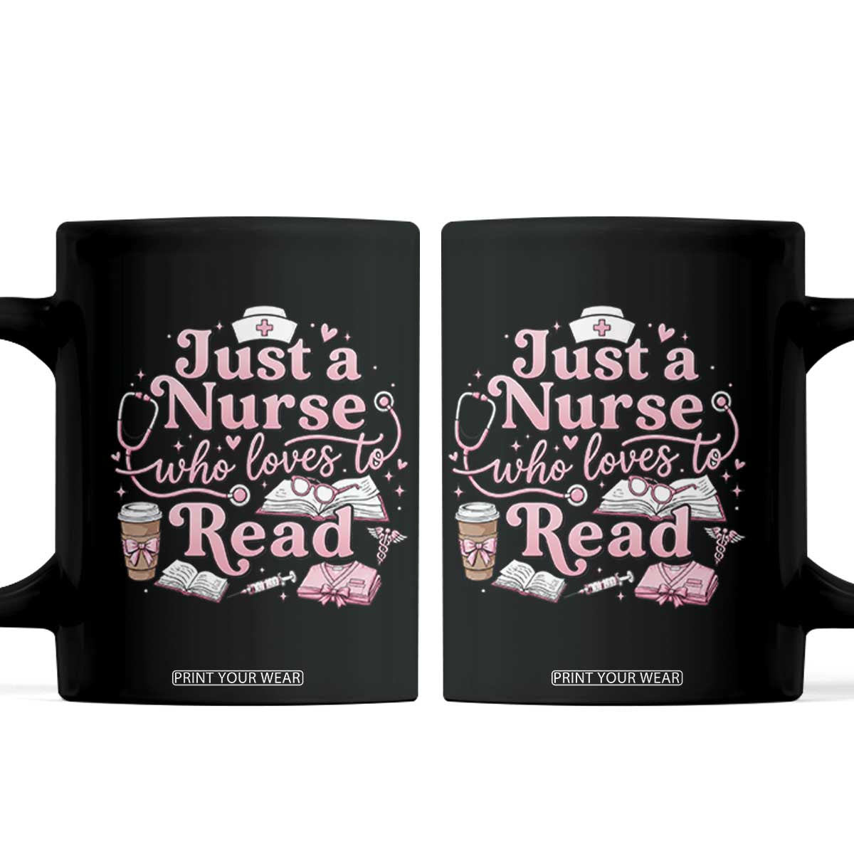 Just A Nurse Who Loves Reading Coffee Mug Book Lover Nurse TS12 Black Print Your Wear